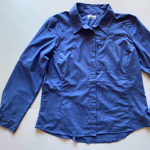 Columbia Omni Shade Sun Protection Button Up Long Sleeve Women’s XL Blue - Picture 5 of 6